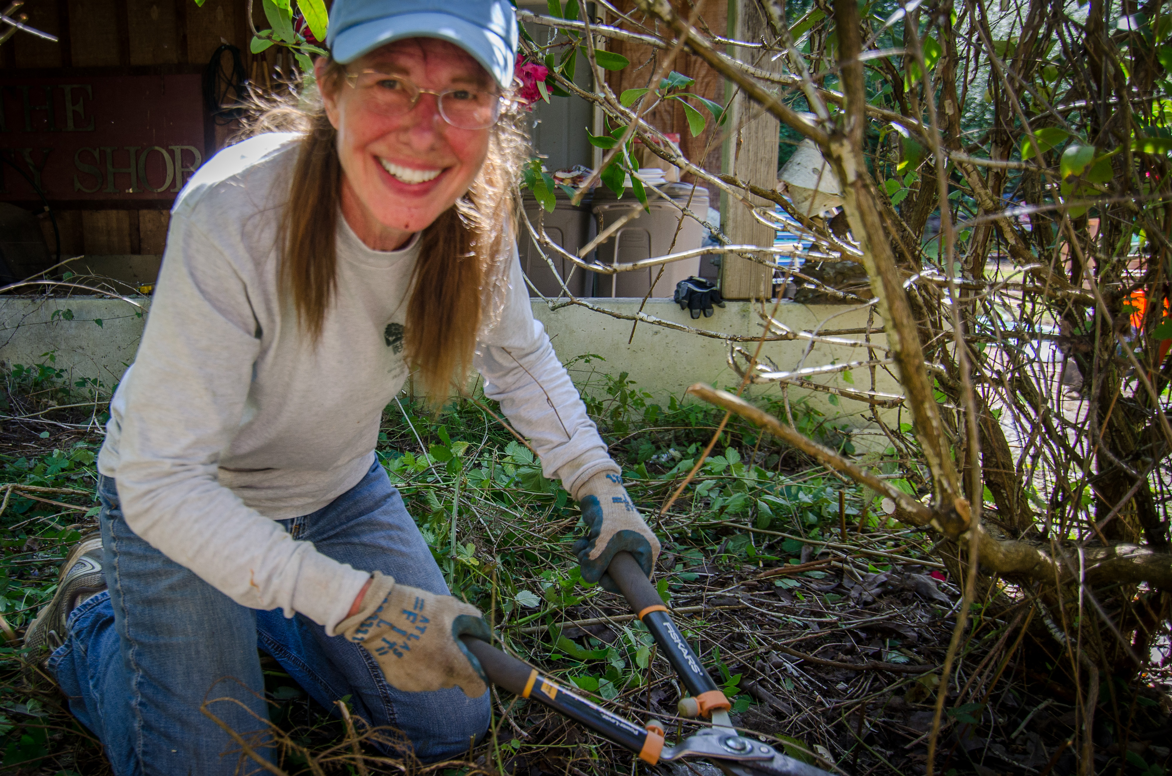 Volunteer working in the garden